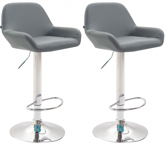 2 ks / set barová židle Braga syntetická kůže, chrom, šedá