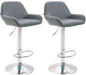 2 ks / set barová židle Braga syntetická kůže, chrom, šedá