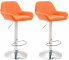 2 ks / set barová židle Braga syntetická kůže, chrom, oranžová