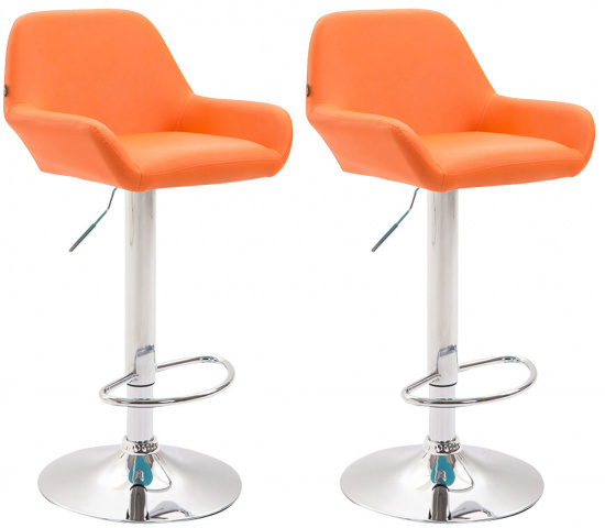 2 ks / set barová židle Braga syntetická kůže, chrom, oranžová