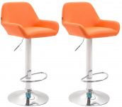 2 ks / set barová židle Braga syntetická kůže, chrom, oranžová