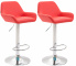 2 ks / set barová židle Braga syntetická kůže, chrom, červená