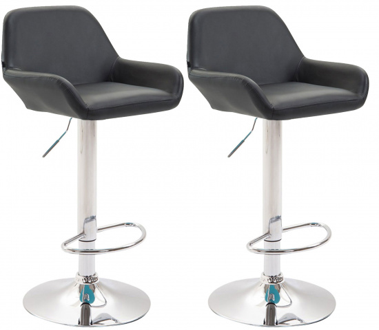 2 ks / set barová židle Braga syntetická kůže, chrom, černá