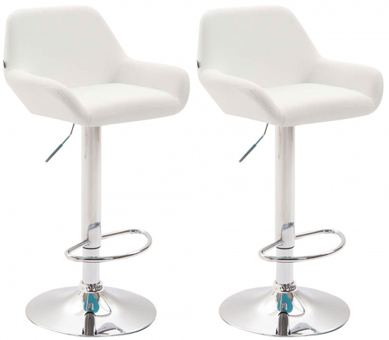 2 ks / set barová židle Braga syntetická kůže, chrom, bílá