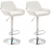 2 ks / set barová židle Braga syntetická kůže, chrom, bílá