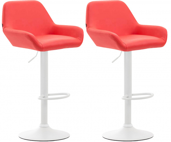 2 ks / set barová židle Braga syntetická kůže, bílá, červená