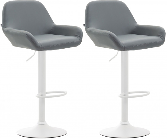 2 ks / set barová židle Braga syntetická kůže, bílá, šedá