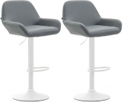 2 ks / set barová židle Braga syntetická kůže, bílá, šedá