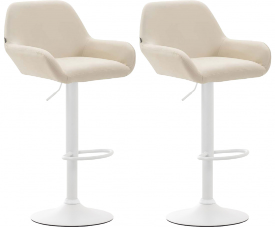 2 ks / set barová židle Braga syntetická kůže, bílá, krémová
