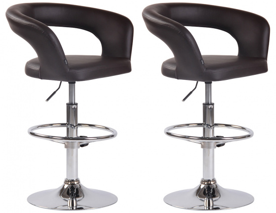 2 ks / set barová židle Jaen syntetická kůže, hnědá