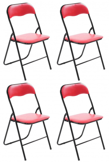 4 ks / set skládací židle, Emonio, červená/černá