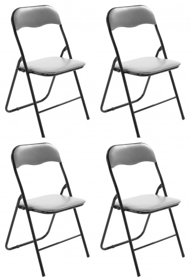 4 ks / set skládací židle, Emonio, šedá/černá