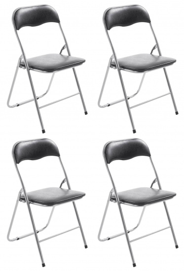 4 ks / set skládací židle, Emonio, černá/stříbrná