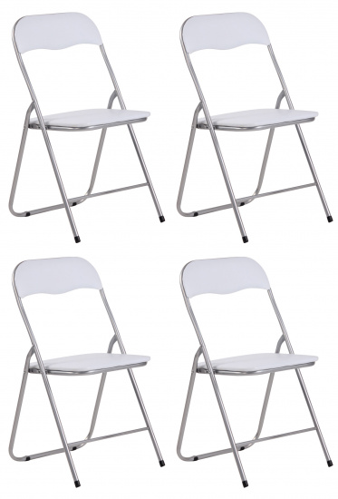 4 ks / set skládací židle, Emonio, bílá/stříbrná