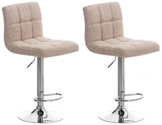 2 ks / set barová židle Veru látkový potah, podnož chrom / krémová
