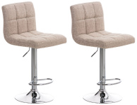 2 ks / set barová židle Veru látkový potah, podnož chrom / krémová