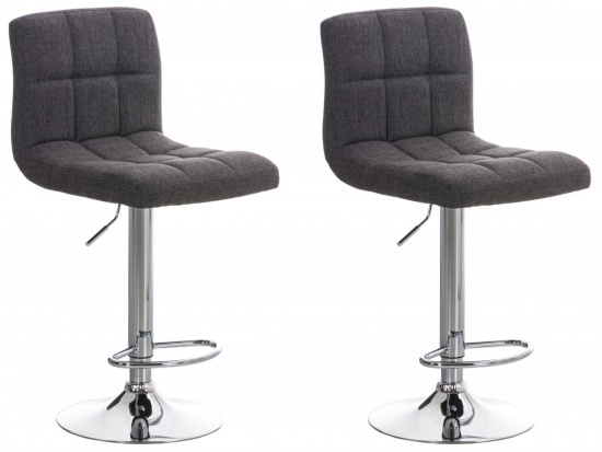 2 ks / set barová židle Veru látkový potah, podnož chrom / světle šedá
