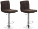 2 ks / set barová židle Veru látkový potah, podnož chrom / hnědá