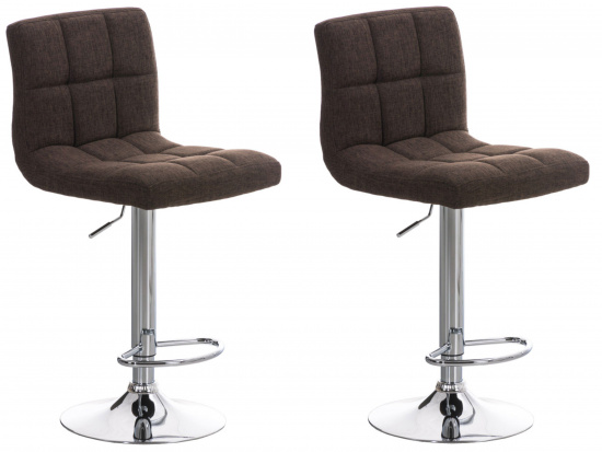 2 ks / set barová židle Veru látkový potah, podnož chrom / hnědá