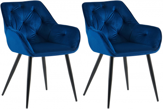 2 ks / set jídelní židle podnož chrom Cassis, modrá
