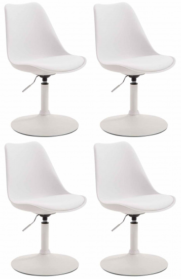 4 ks / set jídelní židle Lona otočná podnož bílá /plast, bílá
