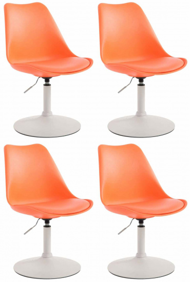 4 ks / set jídelní židle Lona otočná podnož bílá /plast, oranžová
