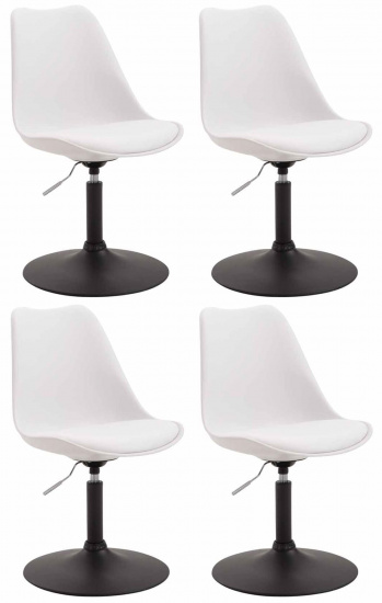 4 ks / set jídelní židle Lona otočná podnož černá /plast, bílá