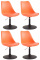 4 ks / set jídelní židle Lona otočná podnož černá /plast, oranžová