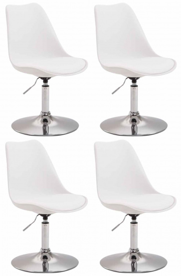 4 ks / set jídelní židle Lona otočná podnož chrom / plast, bílá