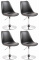 4 ks / set jídelní židle Lona otočná podnož chrom / plast, černá