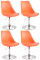 4 ks / set jídelní židle Lona otočná podnož chrom / plast, oranžová