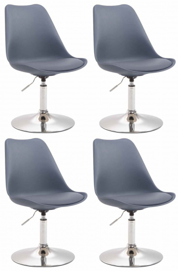 4 ks / set jídelní židle Lona otočná podnož chrom / plast, šedá
