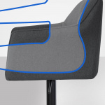 Barová židle Deluso podnož černá / plstěný potah, atracit