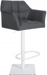 Barová židle Deluso podnož bílá / plstěný potah, šedá