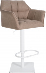 Barová židle Deluso podnož bílá / plstěný potah, taupe