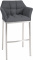 Barová židle Deluso podnož nerez / plstěný potah, šedá