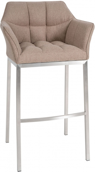 Barová židle Deluso podnož nerez / plstěný potah, taupe