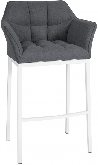 Barová židle Deluso podnož bílá / plstěný potah, šedá