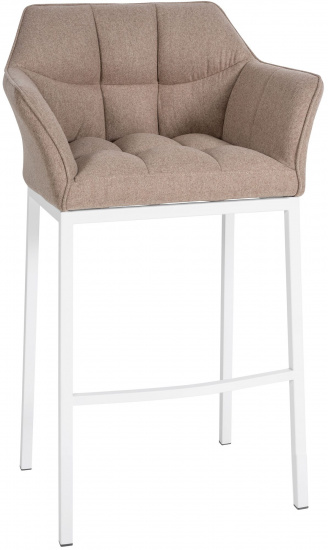 Barová židle Deluso podnož bílá / plstěný potah, taupe