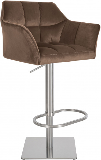 Barová židle Deluso podnož nerez / samet, hnědá