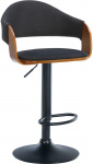 Barová židle Vilhelm látkový potah, černá, ořech / černá