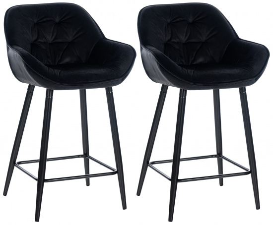 2 ks / set barová židle Milton samet, černá
