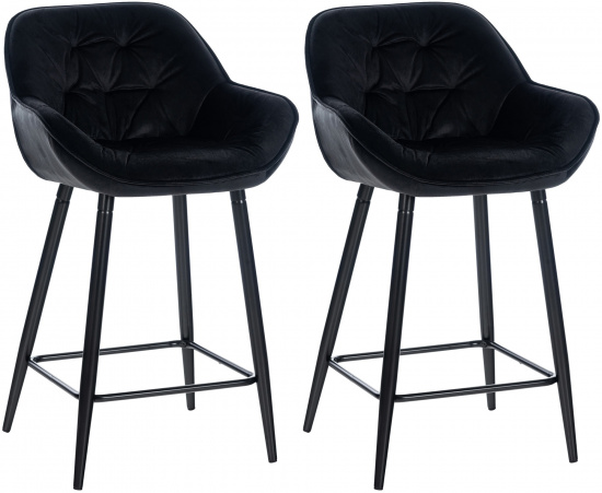 2 ks / set barová židle Milton 76 samet, černá