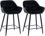 2 ks / set barová židle Milton 76 samet, černá