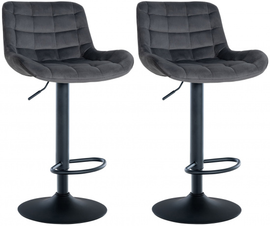 2 ks / set barová židle Lever samet, tmavě šedá