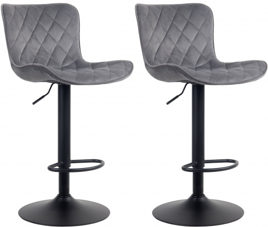 2 ks / set barová židle Mata samet, tmavě šedá