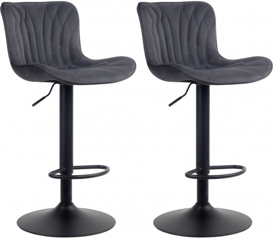 2 ks / set barová židle Delimonus samet, černá