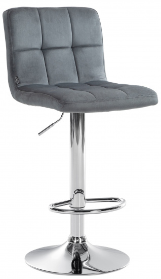 Barová židle Veru samet chrom, tmavě šedá