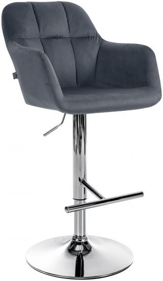 Barová židle Omaha samet chrom, tmavě šedá