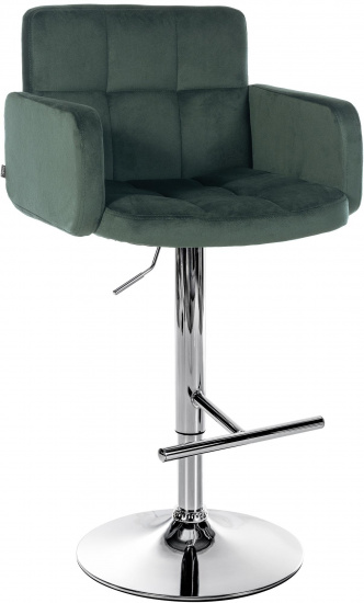 Barová židle Pompe samet chrom, tmavě zelená